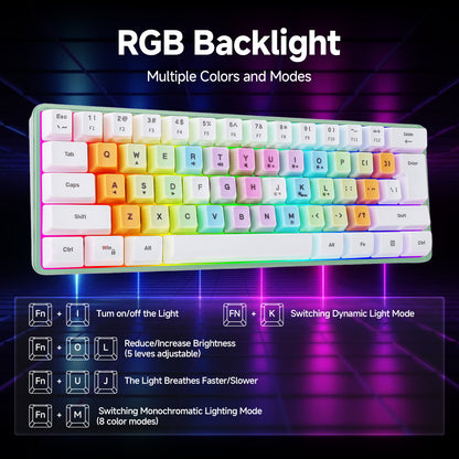 61 Keys Mechanical Keyboard, Wired Mechanical Keyboard Beautiful Small 61 Keys RGB Backlight For Office Work