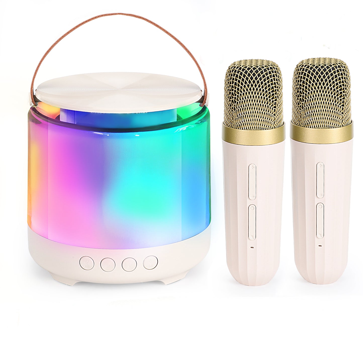 FAGINEY Karaoke Machine for Kids Adult, Mini Portable Karaoke Speaker with 2 Wireless Mics & Light for Home Party, Birthday Gifts for Boys, Girls