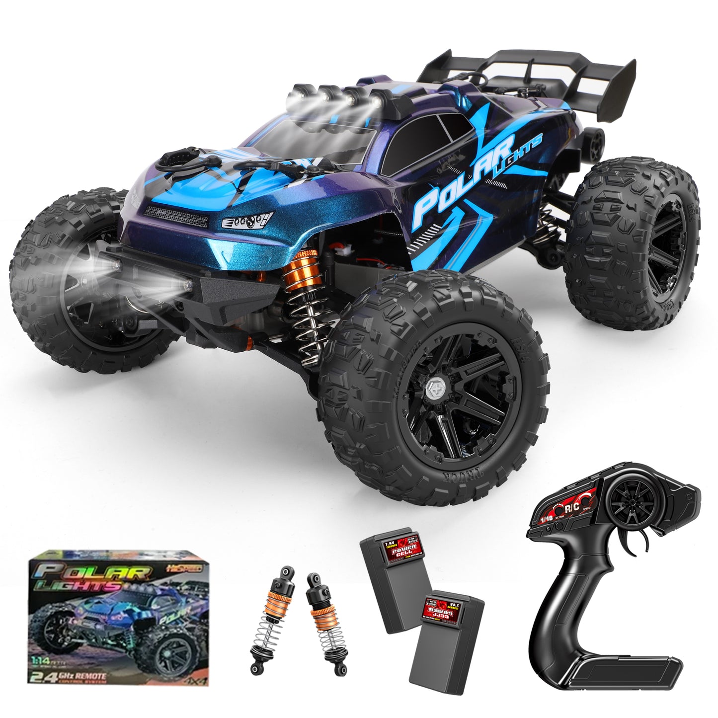 FAGINEY RC Car for Adults 60KM/H 1:14 Scale RC Truck 4WD 2 Batteries All Terrain High-Speed Remote Control Car